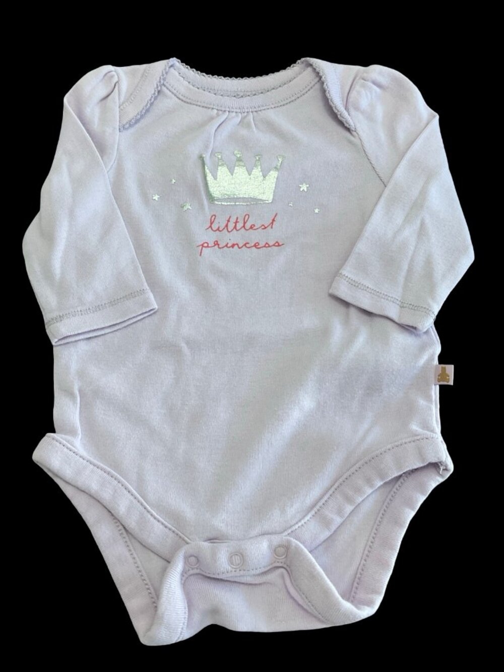 Lilac "Littlest Princess" Long Sleeve Onesie w/ Crown Graphic